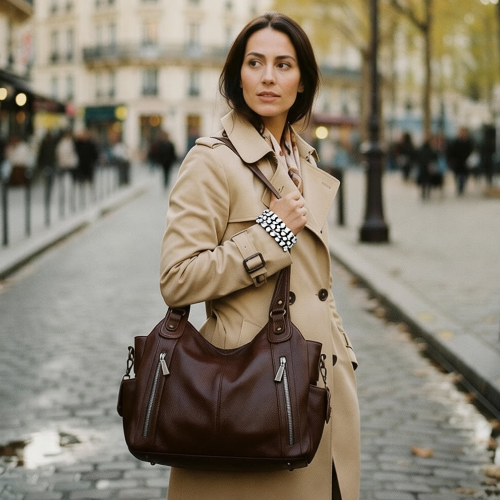 Sac en cuir Old School coloris Coffee