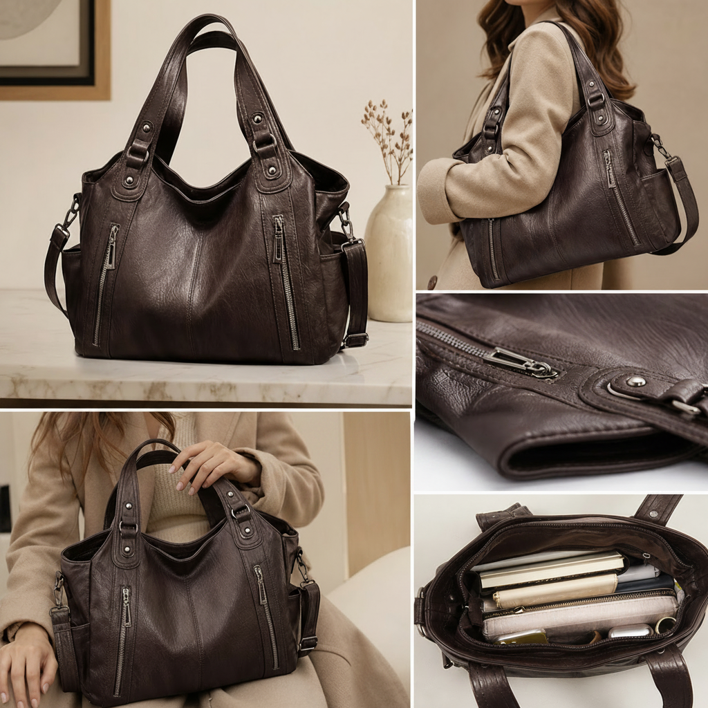 Sac en cuir Old School  coloris Coffee