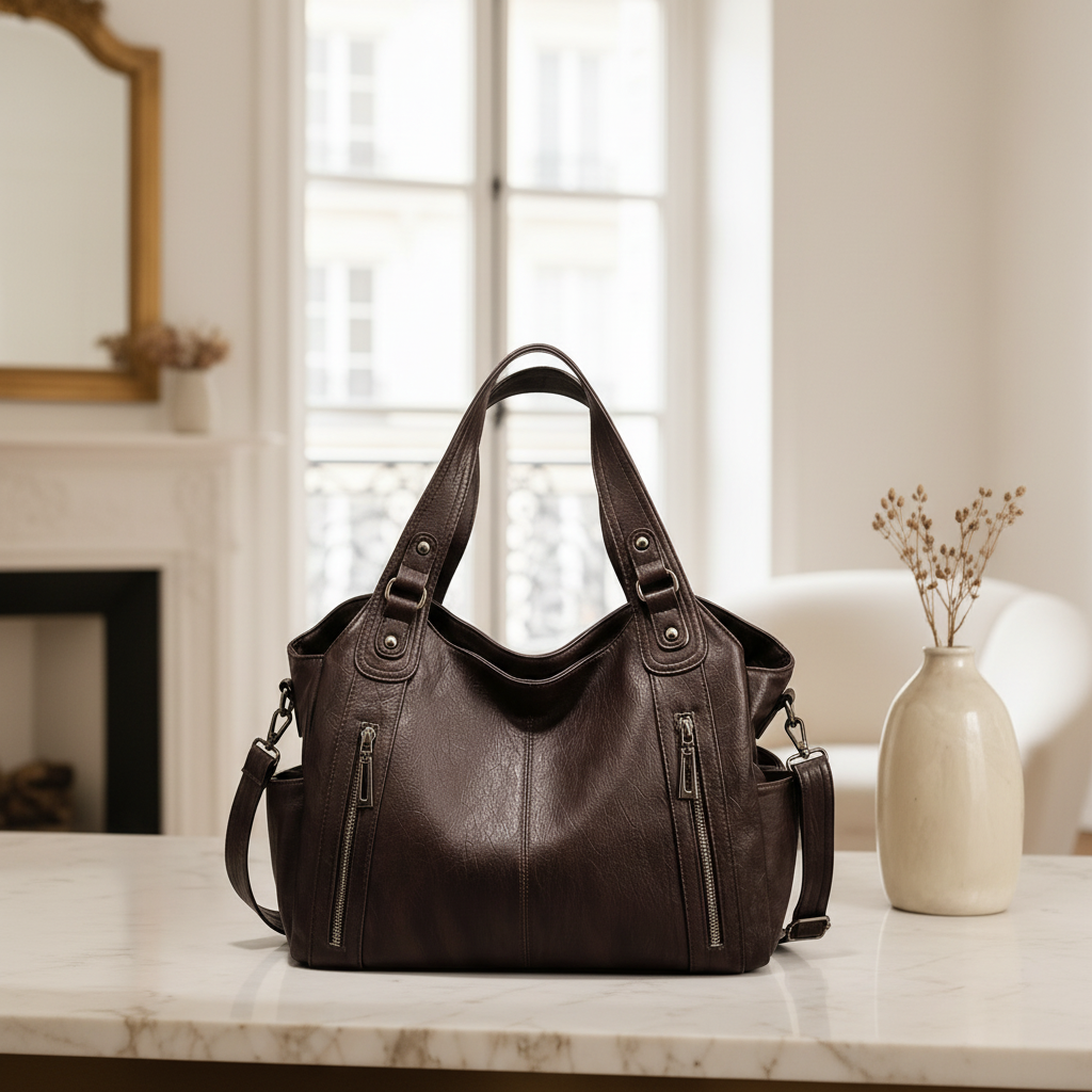 Sac cuir marron - intérieur parisien
